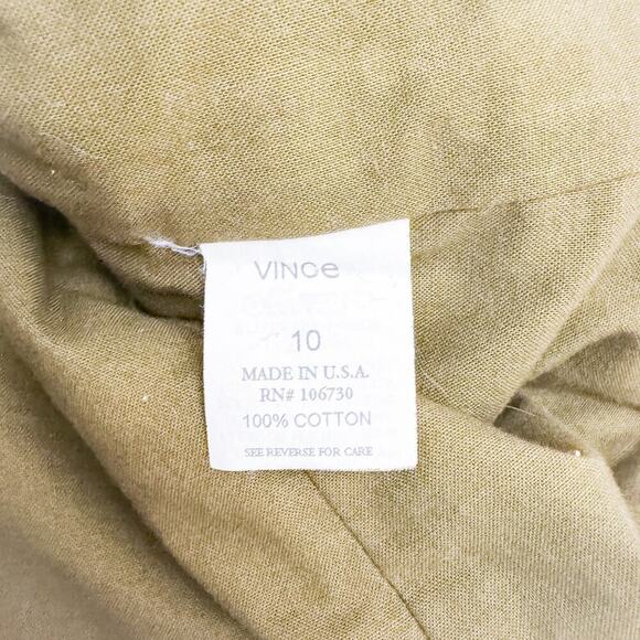 Vince Olive Green 4-Button Faux Velvet Cotton Blazer Size 10 - Picture 4 of 5